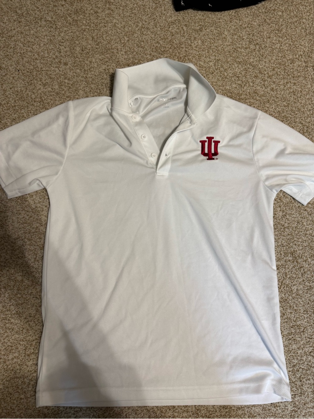 Sport-Tek White Polo with Red Indiana U Logo